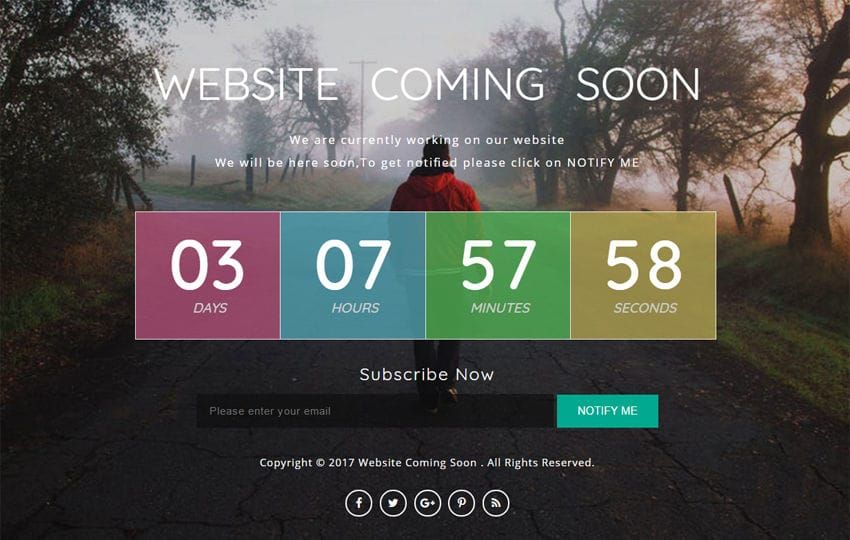Website Coming Soon: a Flat Responsive Widget Template