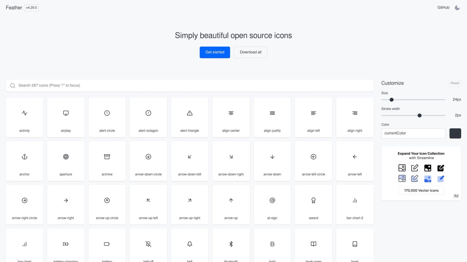 Feather icons