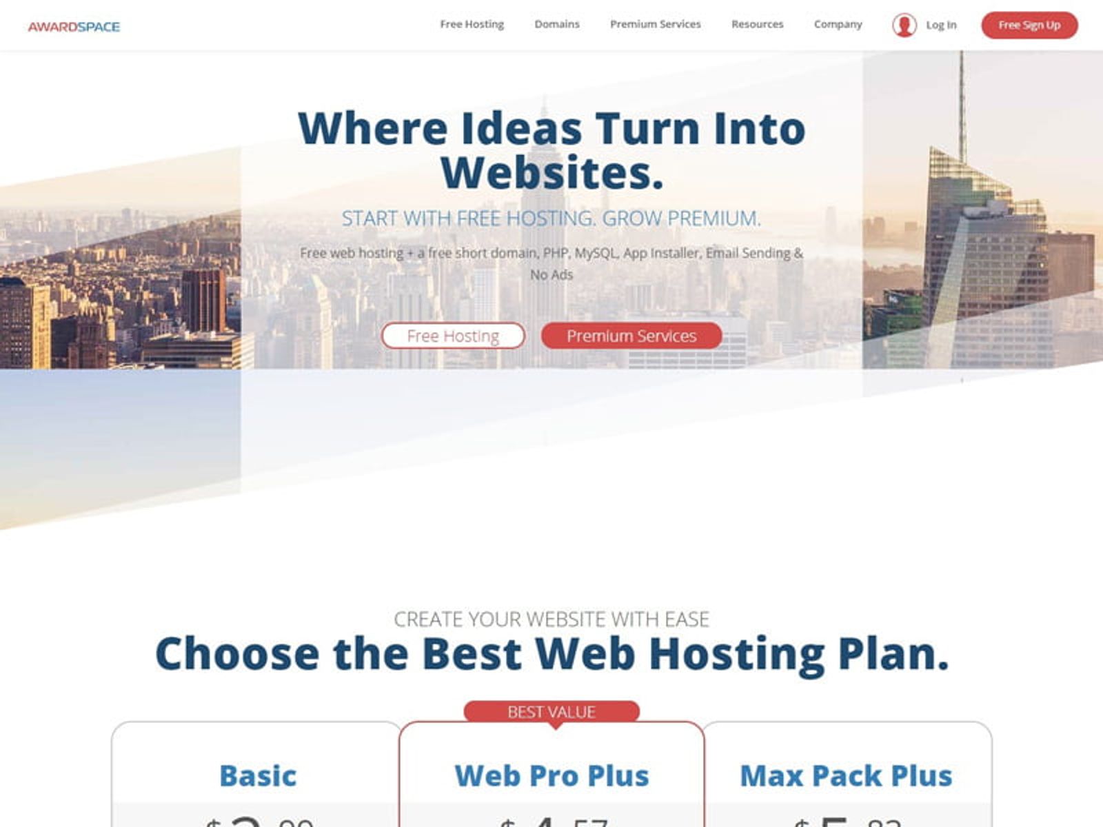 Awardspcae - host website for free