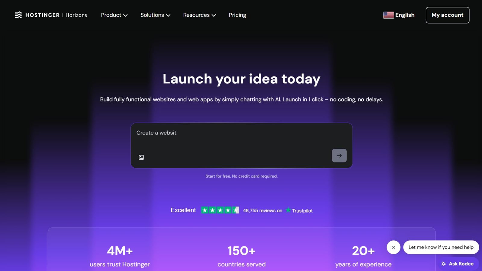 Hostinger Horizons - No Code AI