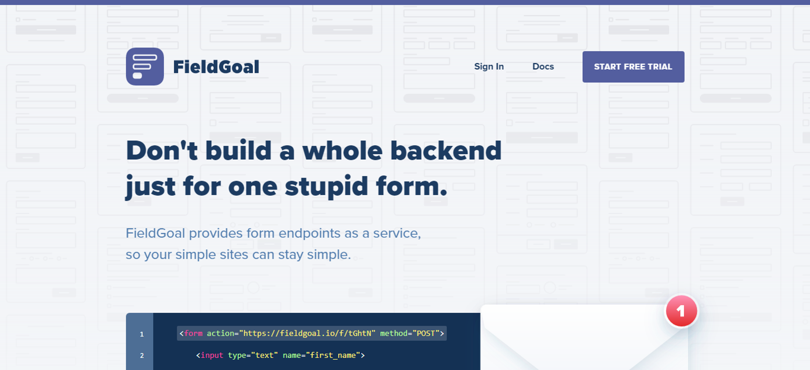 FieldGoal - Form API and Backend