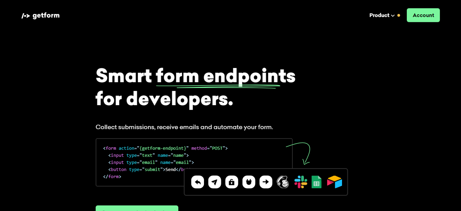 getForm - Form For Static Sites
