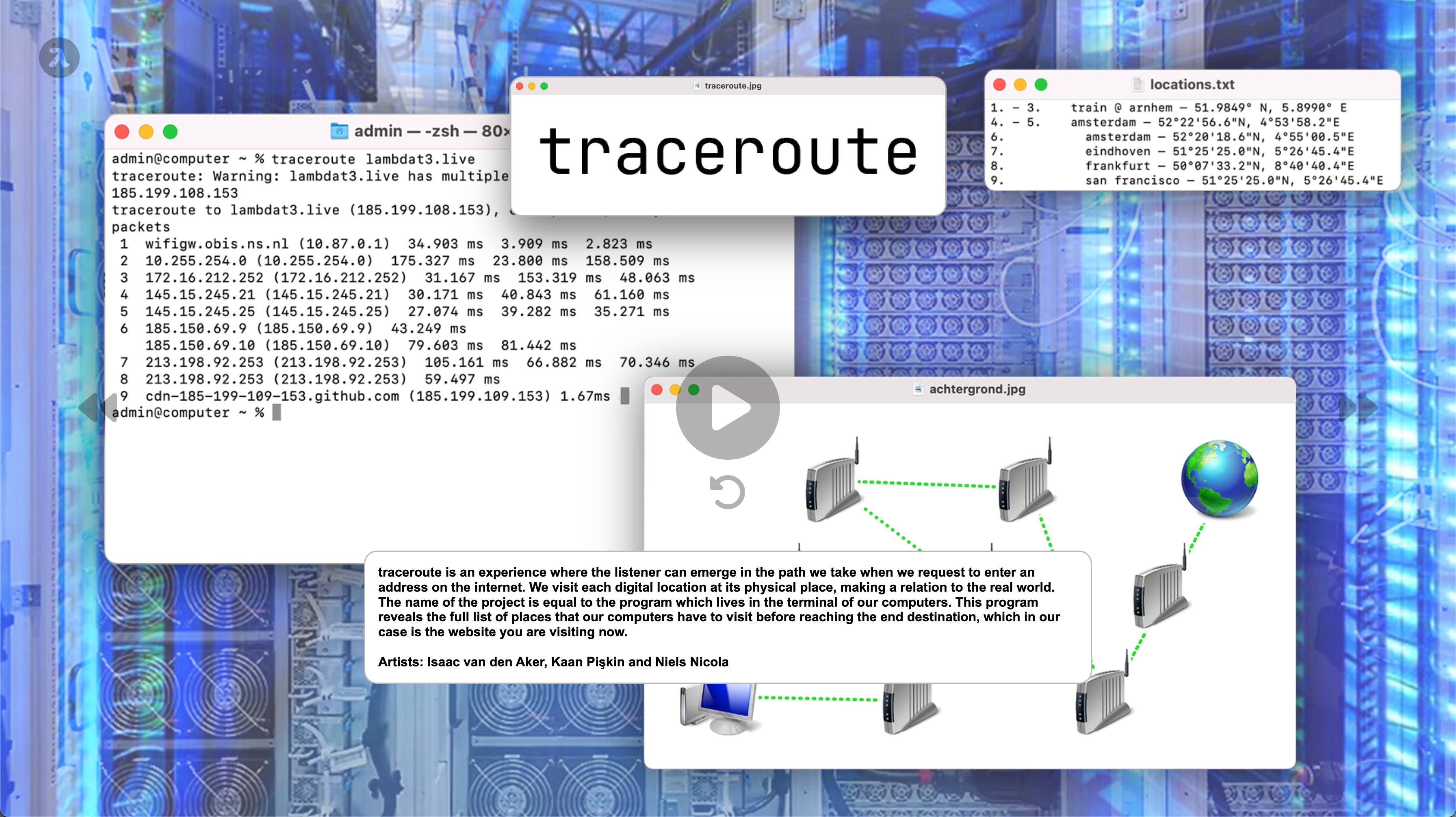 traceroute & lambdat3.live