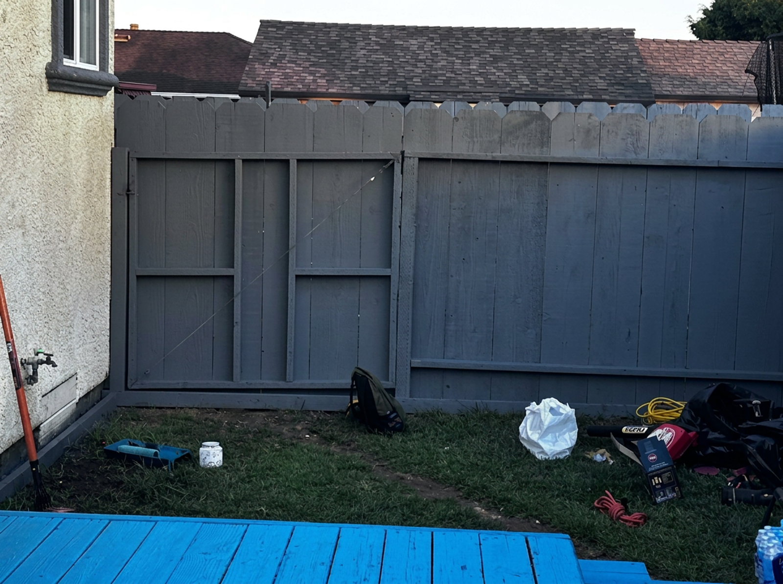 Custom-built wood side yard gate installation in Watsonville, CA