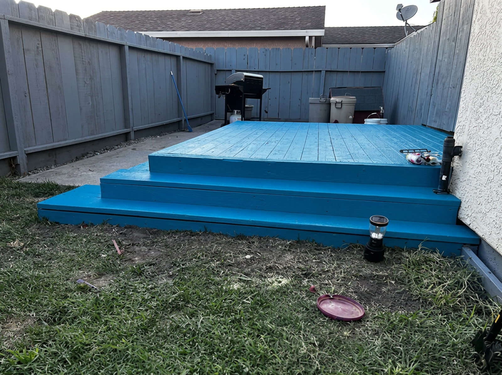 Newly finished backyard wood deck construction in Watsonville, CA — after photo