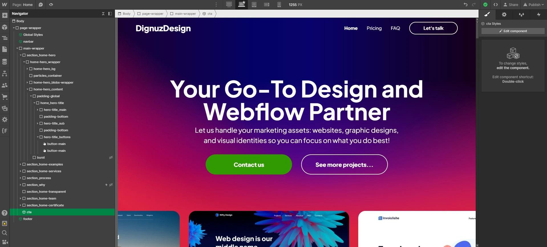 Webflow's User Interface