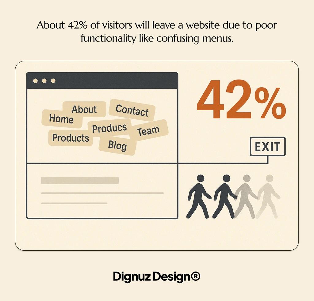 About 42 of visitors will leave a website due to poor functionality
