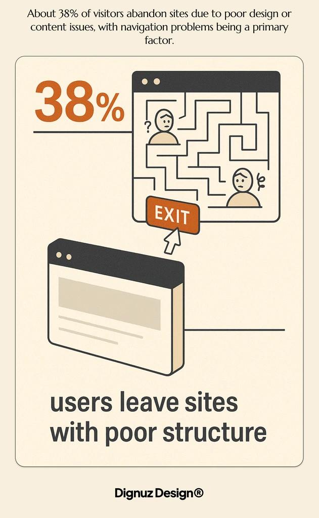 About 38 of visitors abandon sites due to poor design
