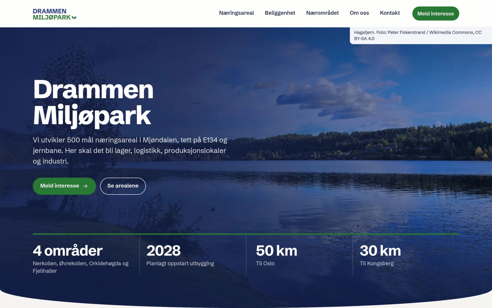 Skjermbilde av drammenmiljopark.no