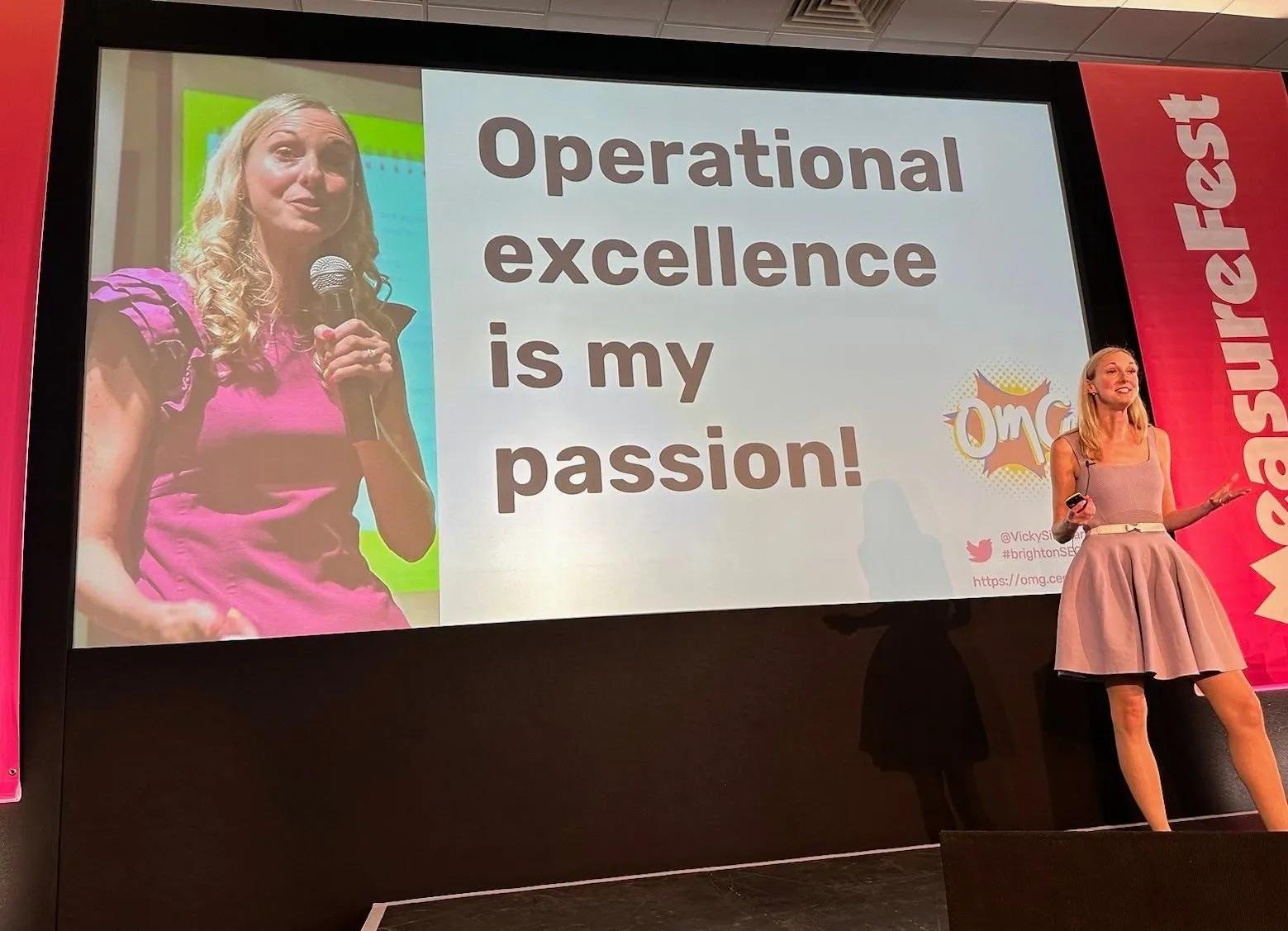 Vicky presenting at MeasureFest - Operational Excellence