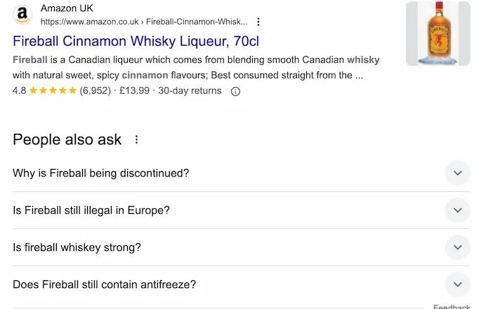 Fireball Whisky SERPs
