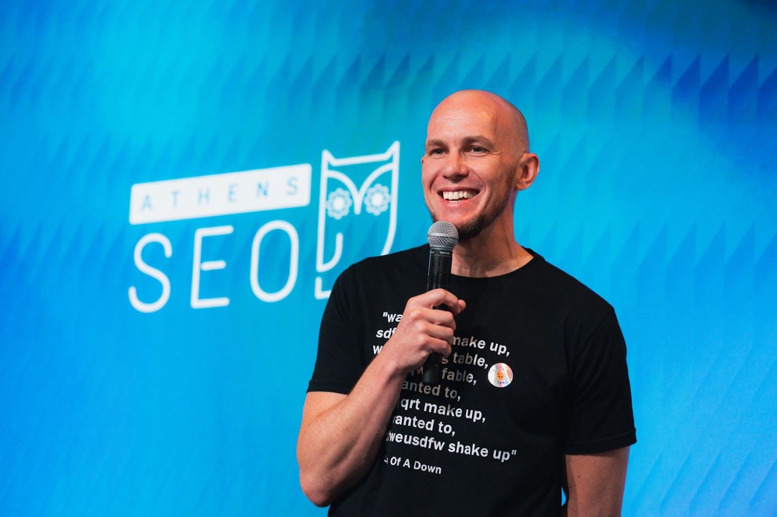 Mark Williams-Cook speaking at Athens SEO conference