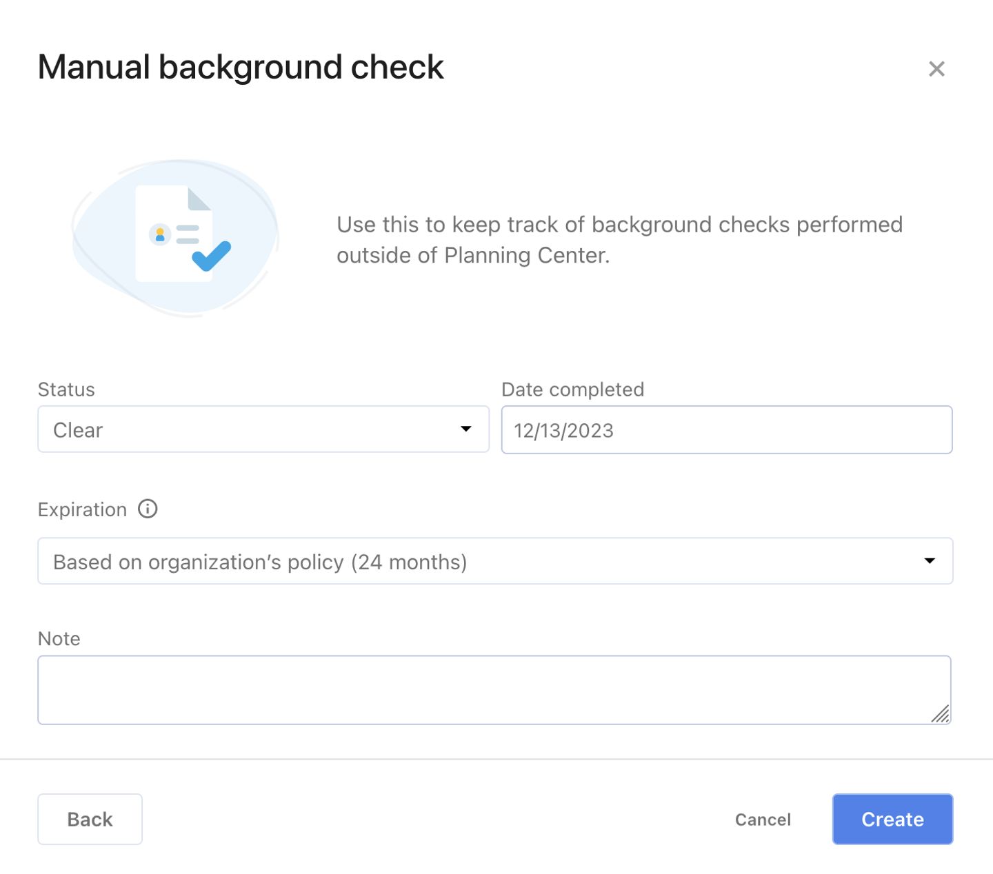 Step 3 for entering a manual background check
