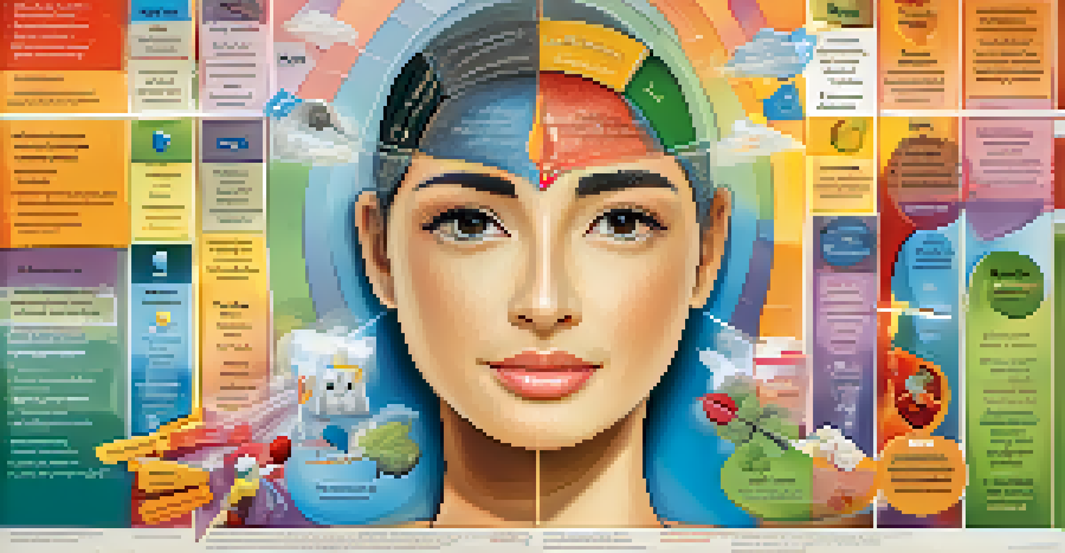 An educational poster illustrating the key components of emotional intelligence with colorful graphics and text.