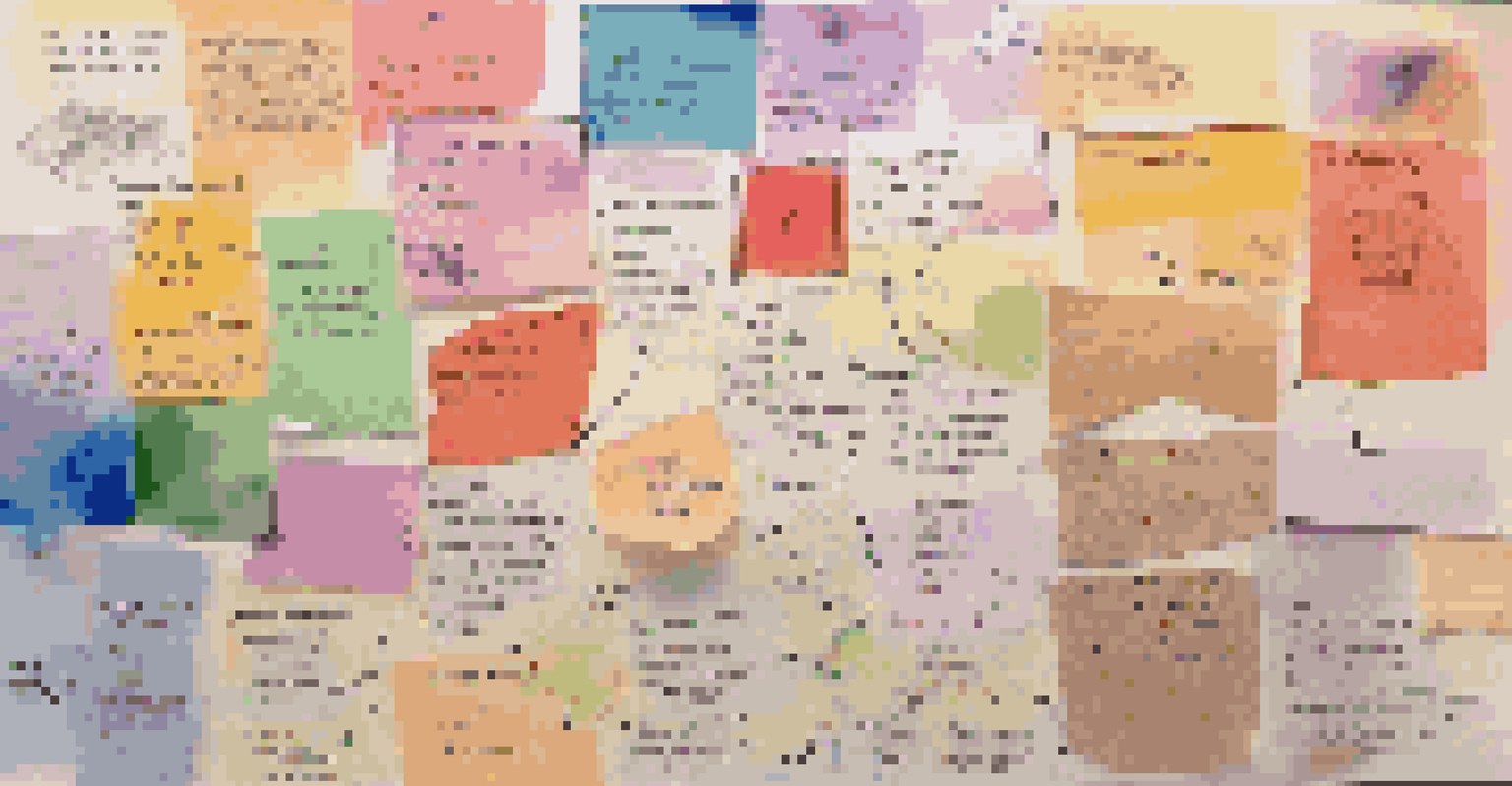 A colorful collage of sticky notes and diagrams from a peer learning workshop, showcasing creativity and collaboration.