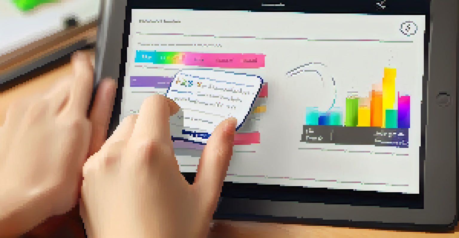 Close-up of a tablet screen showing instant feedback on a math quiz, with colorful graphics.
