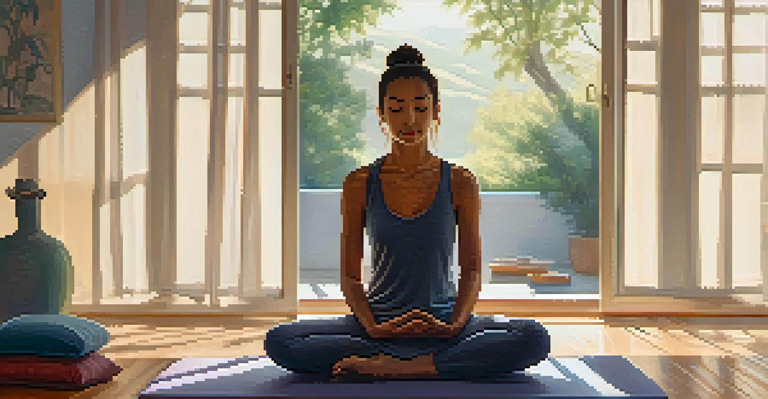 A student practicing mindfulness in a peaceful setting, promoting relaxation and focus.