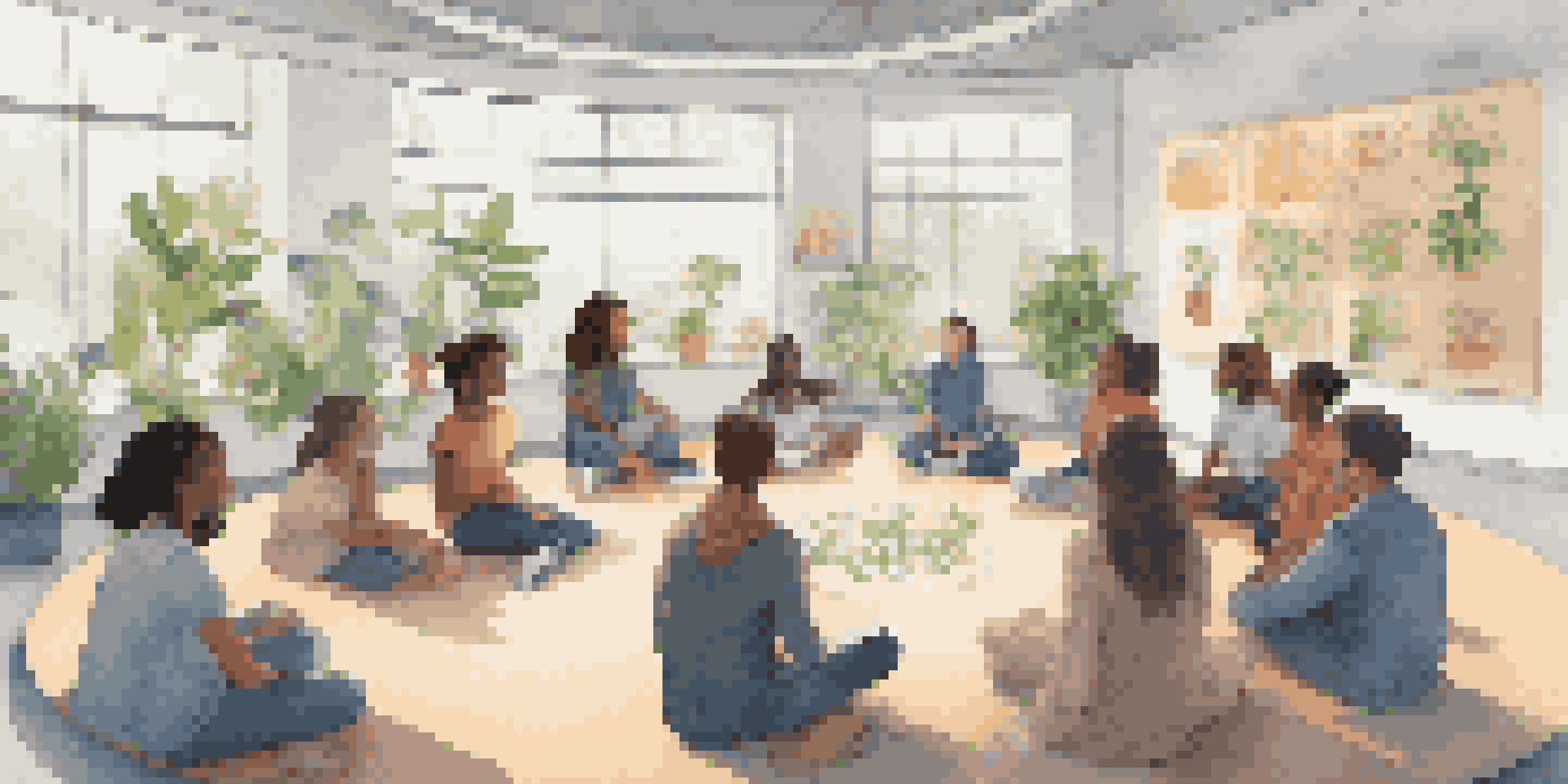 A diverse group of students sitting in a circle discussing ethical AI in a bright classroom, with a teacher facilitating the conversation.