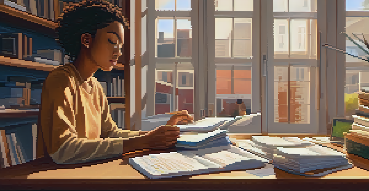 A student studying with flashcards and a calendar, depicting spaced repetition in a cozy study environment.