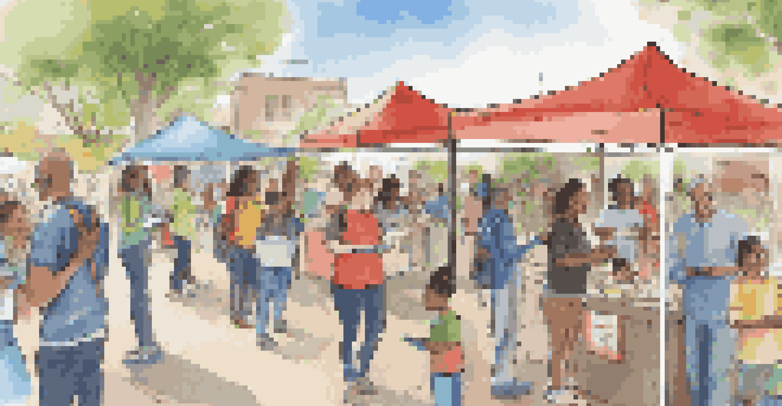 A community event promoting digital literacy with families and children participating in activities around informational booths.