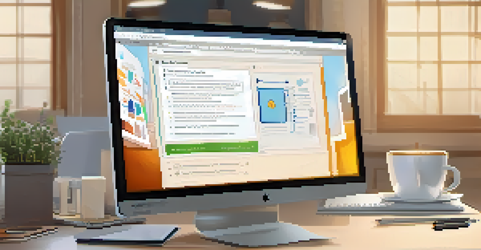 A close-up of a computer screen with personalized feedback from a digital assessment tool, set in an inviting workspace with a notebook and coffee.