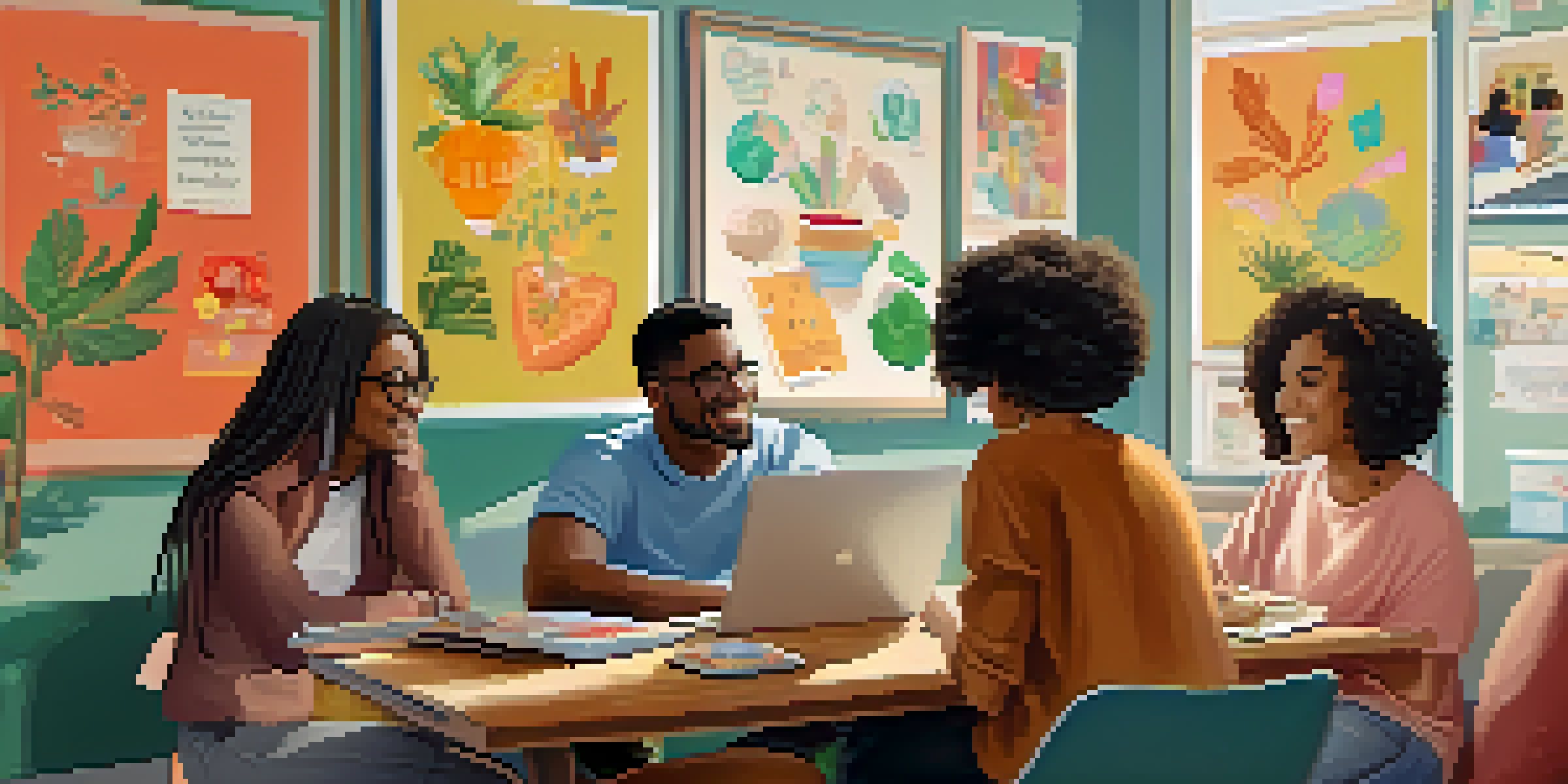 A diverse group of students in a well-lit room, engaged in a virtual study group with laptops and snacks, showcasing collaboration and interaction.