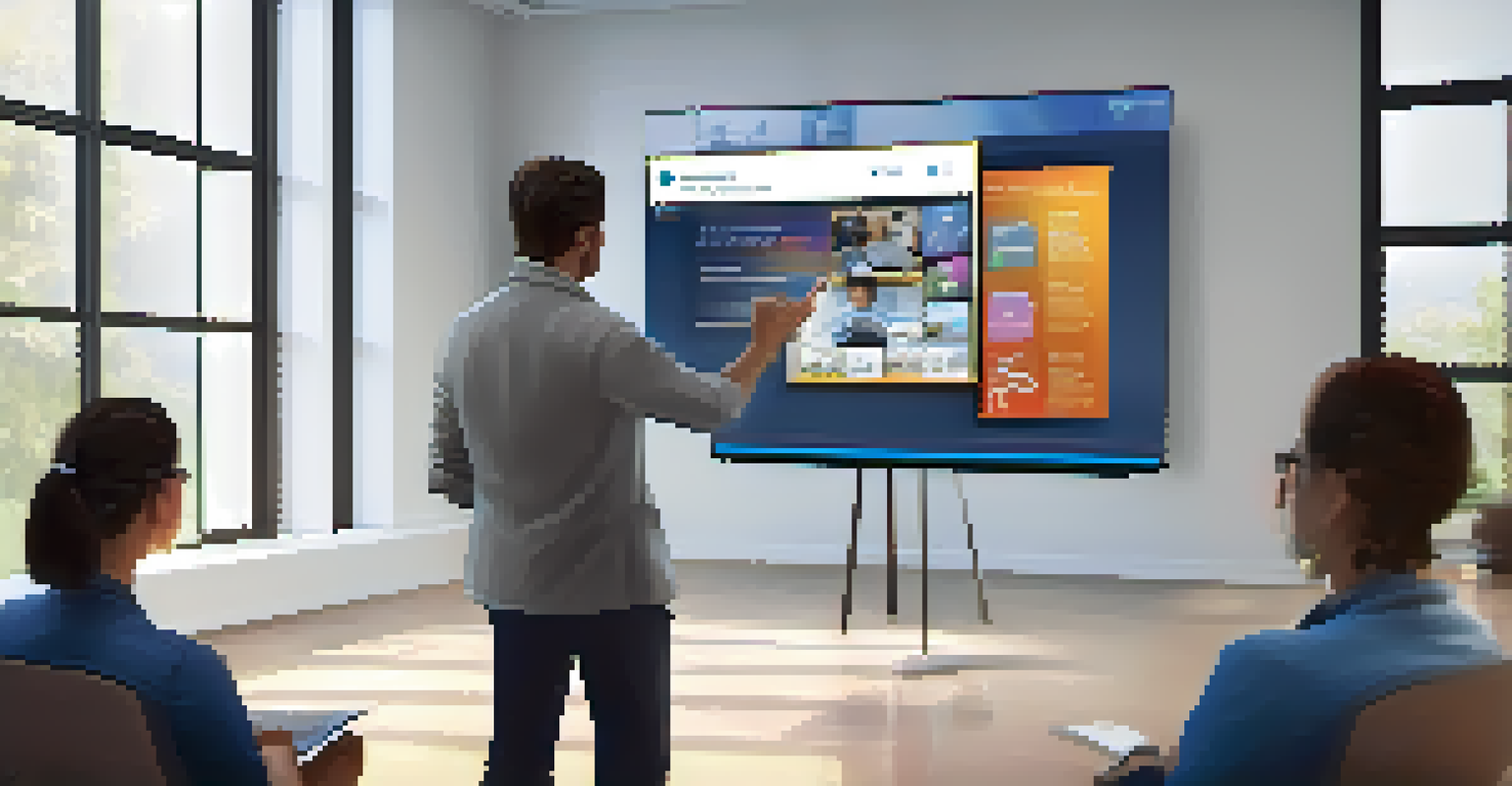 An instructor presenting an interactive video lesson in a multimedia learning environment.
