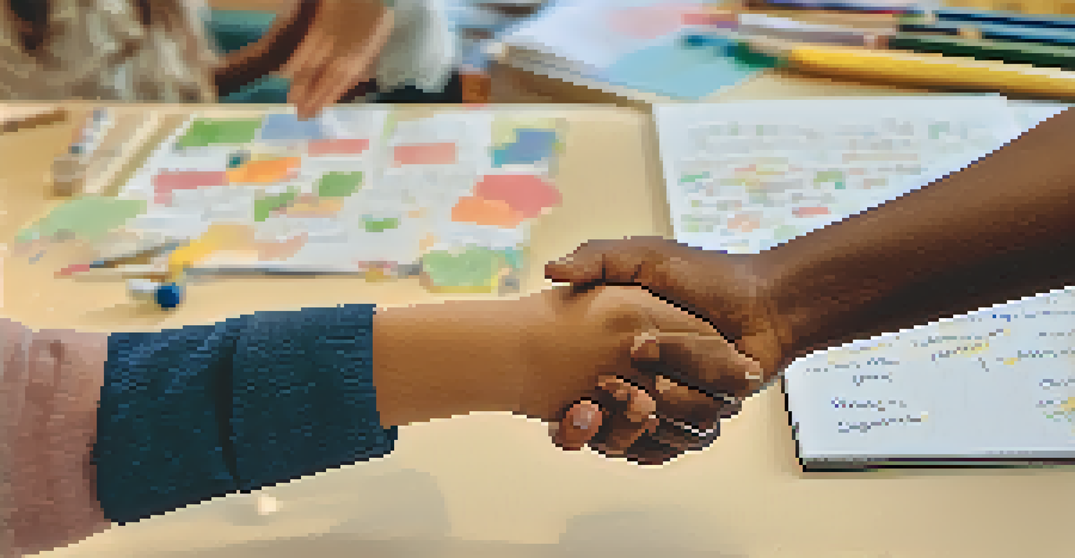 A close-up of a mentor's and a mentee's hands about to high-five, symbolizing connection and inclusivity.