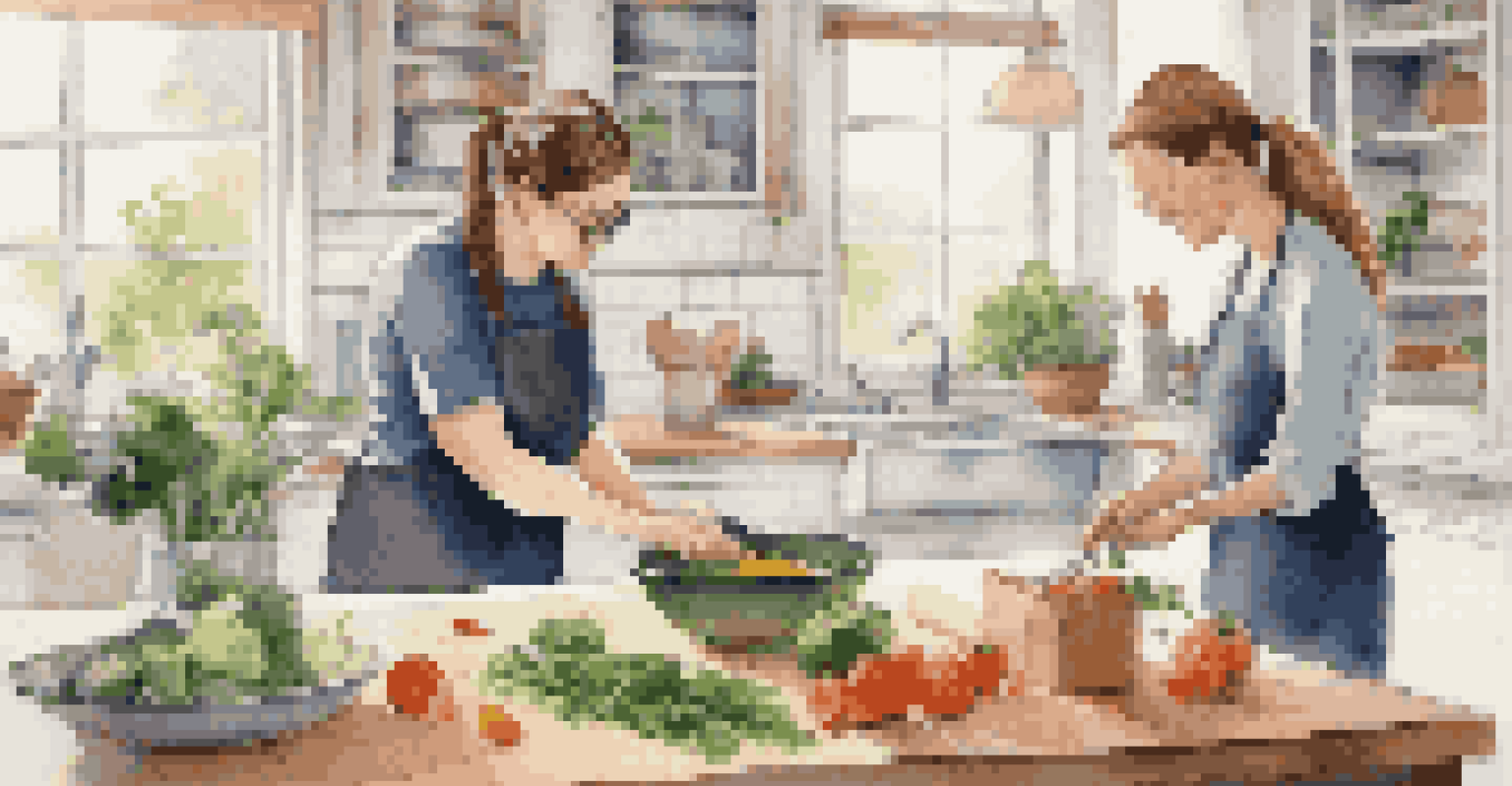 A person participating in a cooking class in a well-lit kitchen, engaged in preparing ingredients under the guidance of a teacher.