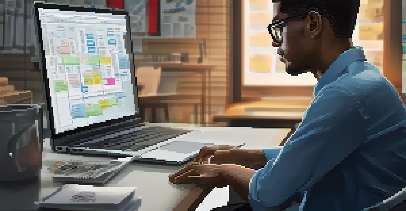 A close-up of hands typing on a laptop with a crisis communication plan displayed on the screen, set in a modern office environment.