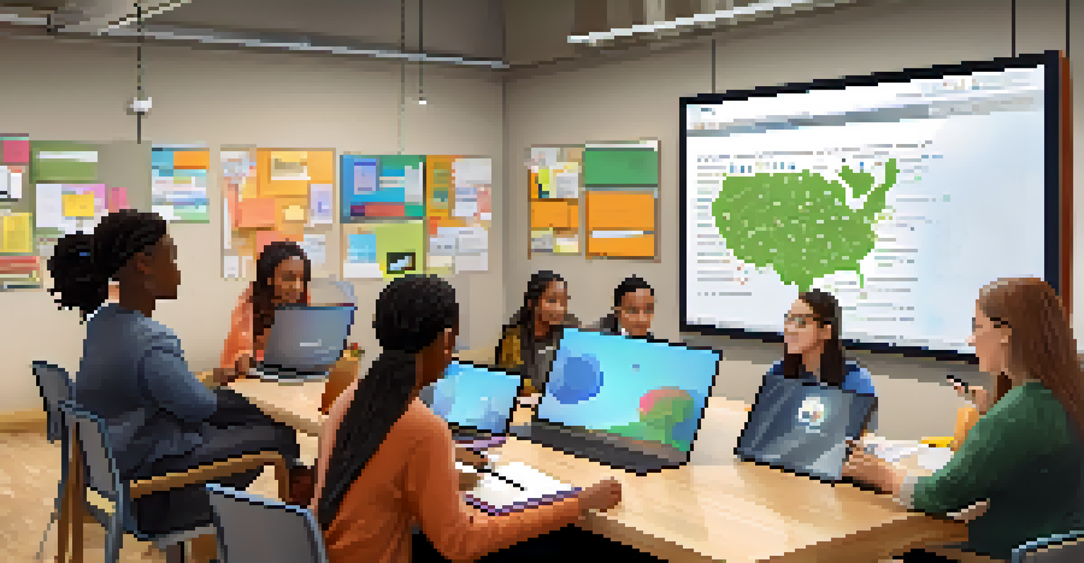 Students from diverse backgrounds collaborating on a project in a well-equipped classroom.