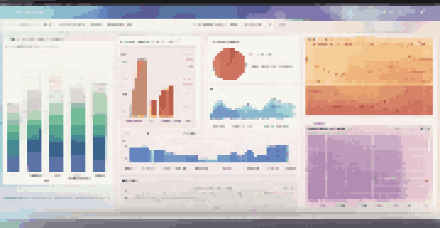 A close-up of a computer screen showing a digital assessment platform with colorful graphs and charts, set in a warm learning environment.