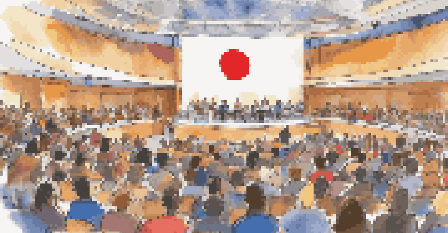 An international education conference with educators sharing ideas and cultures.