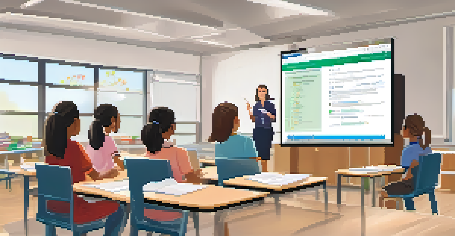 A teacher presenting assessment criteria to students in a virtual classroom, fostering understanding and clarity.