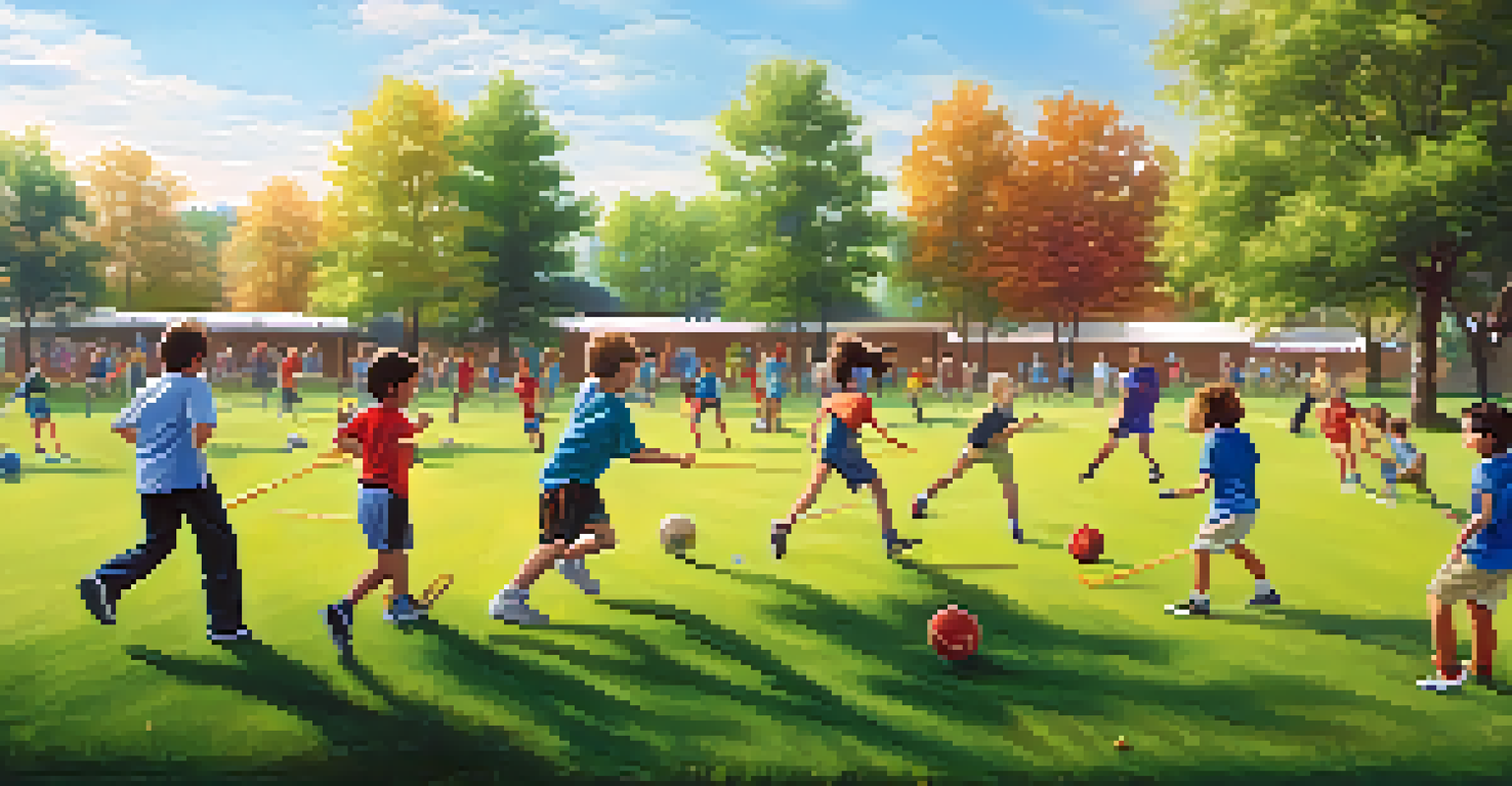 Students participating in a group sports activity outdoors on a sunny day, emphasizing teamwork and leadership in a vibrant natural setting.