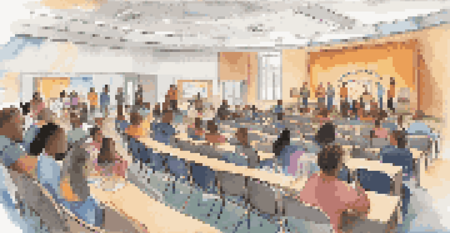 A family engagement workshop for first-generation college students, with families listening to a speaker in an auditorium.