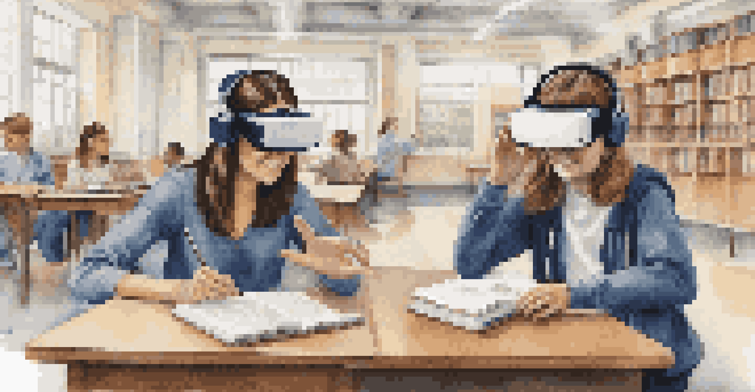 A comparison of two students learning; one with textbooks and the other using virtual reality technology in a school environment.