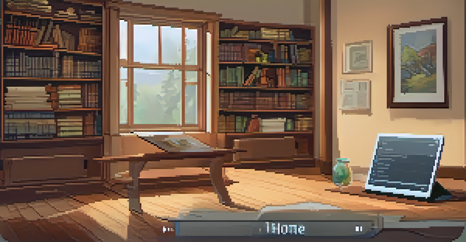 A tablet displaying a digital assessment tool with quizzes, set in a cozy home study environment.