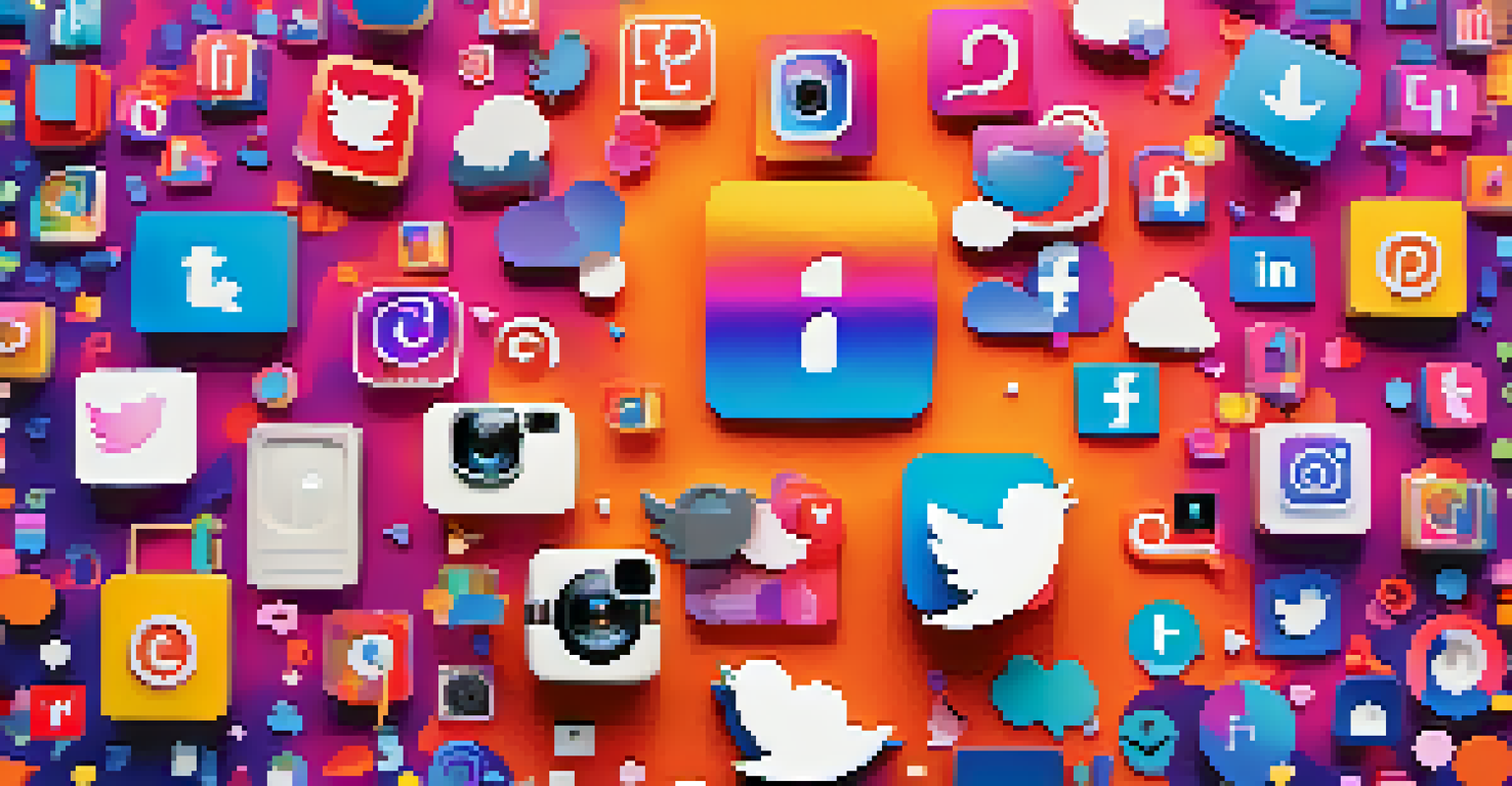 A colorful digital collage representing social media platforms, illustrating the creativity and connectivity of digital natives.