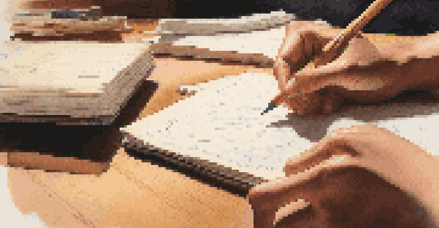 A close-up view of a student's hands on a desk, with a pencil and a notebook filled with notes, showcasing concentration.