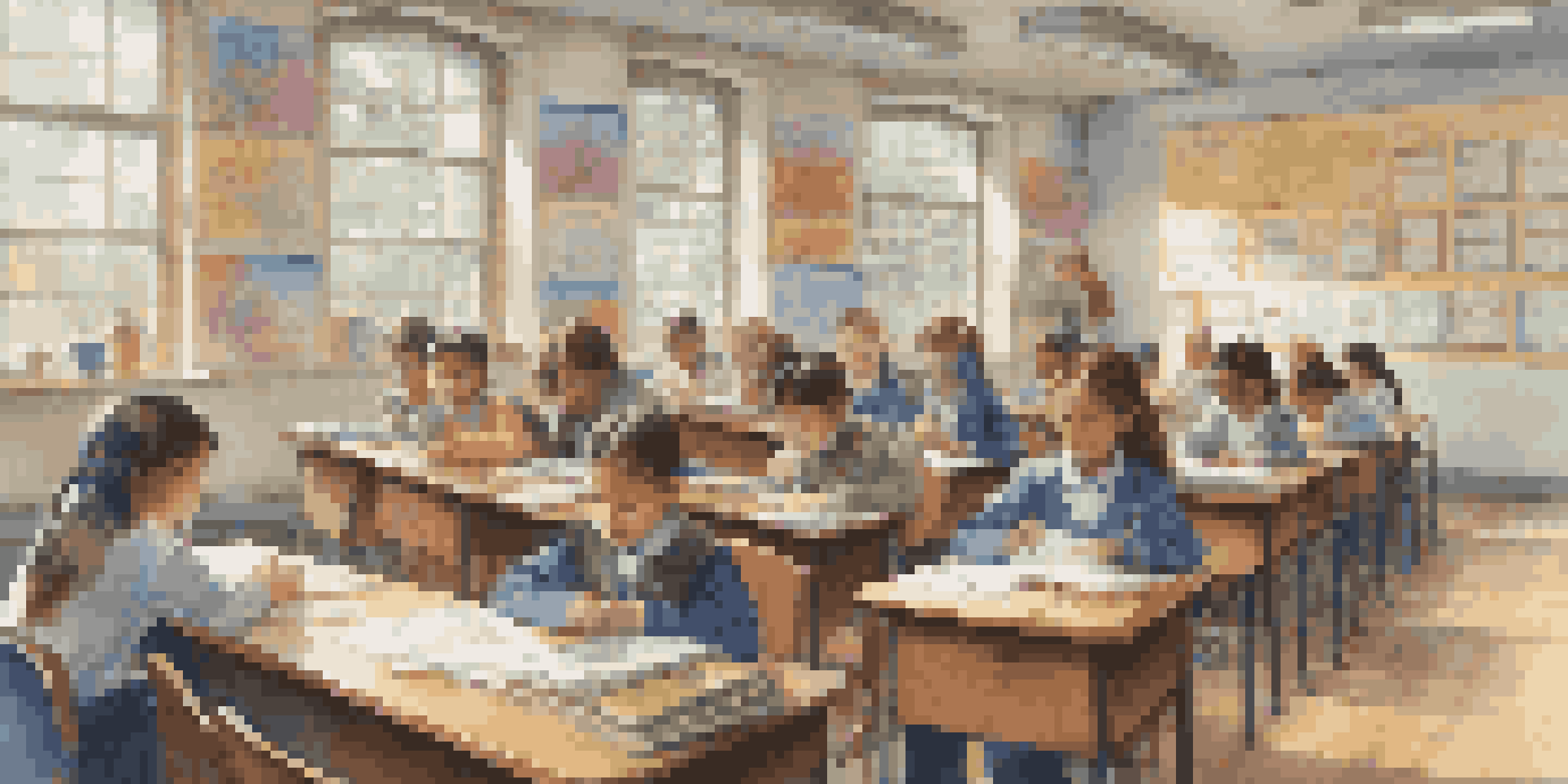 A classroom scene with students taking a timed assessment, showing focus and concentration.