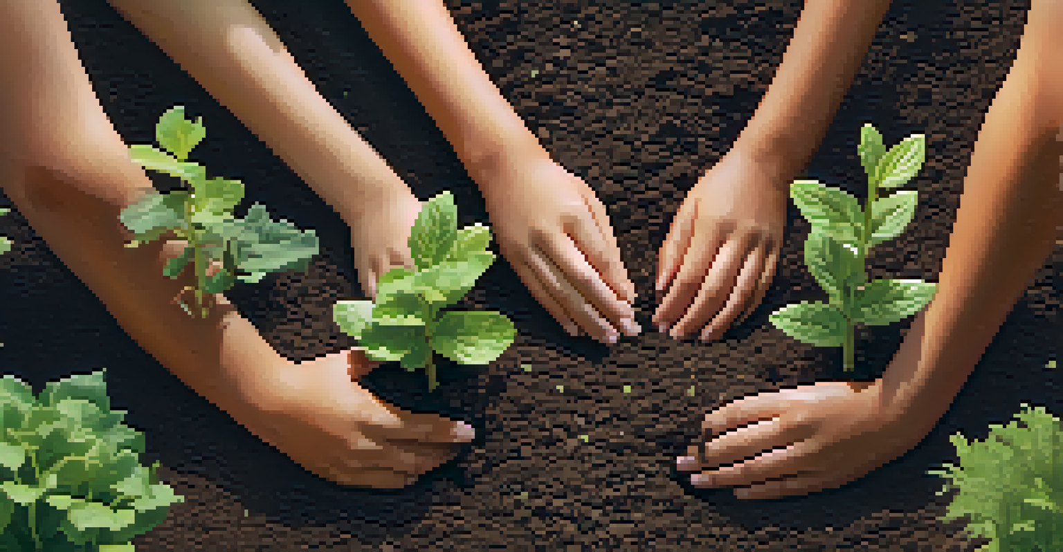 Close-up of hands planting seeds in soil, symbolizing community engagement and the growth of local initiatives.