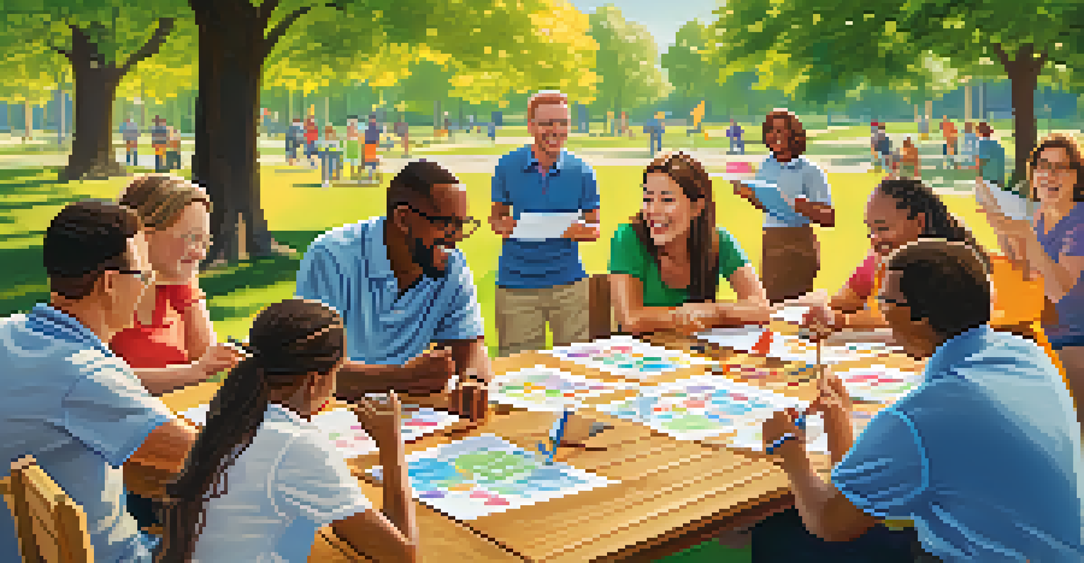 Teachers enjoying a collaborative team-building activity in a sunny park, surrounded by nature.