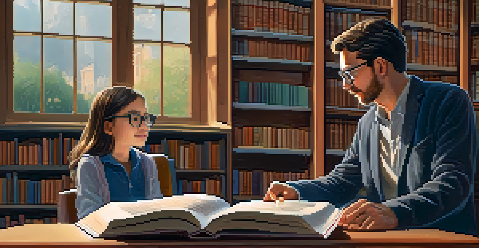 A mentor guiding a young educator in a cozy library, highlighting the importance of mentorship in education.