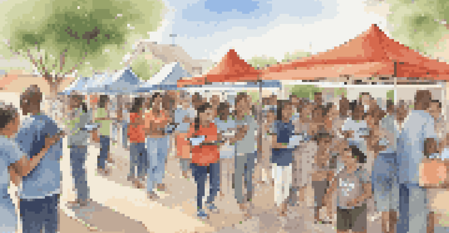 A community event where volunteers provide laptops and internet devices to families in need in an outdoor setting.