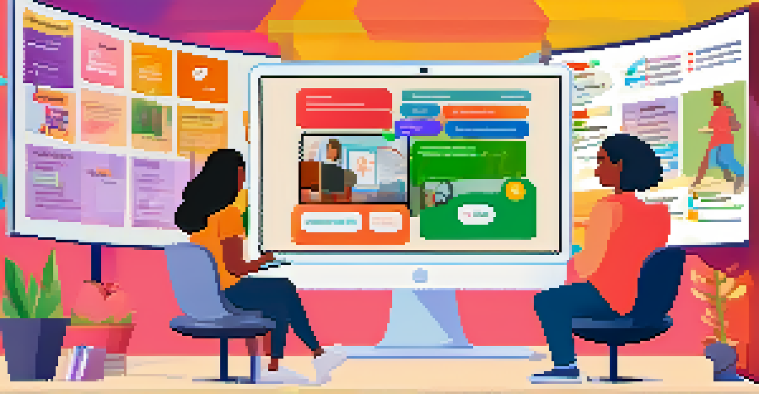 A computer screen displaying a lively online classroom where students are engaging in interactive learning activities.