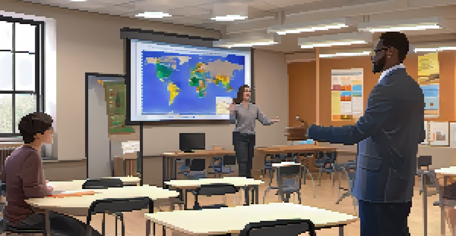 An instructor engaging with students in a virtual classroom, demonstrating enthusiasm and a welcoming environment.