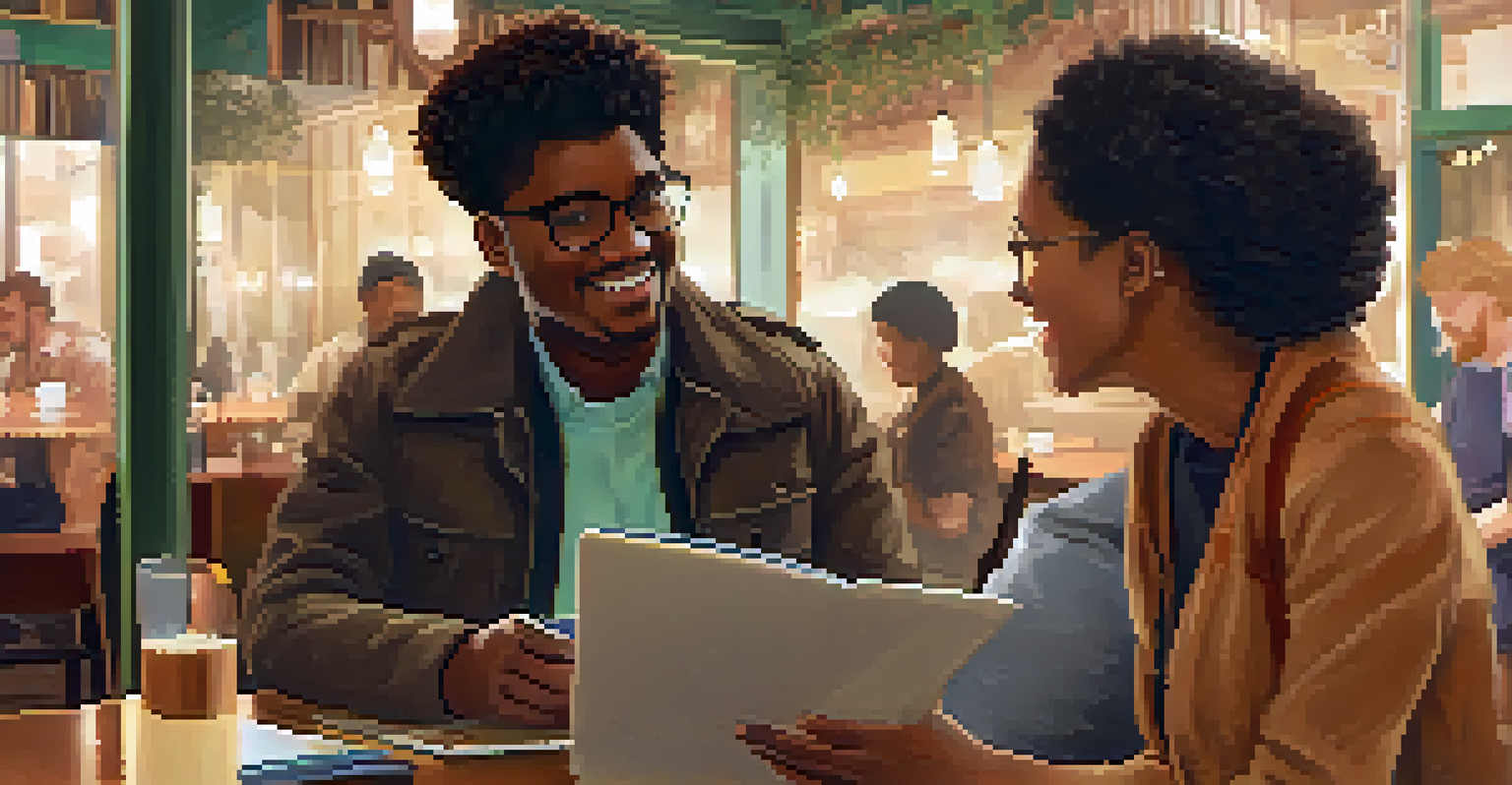 A mentor and a mentee engaged in a warm conversation over coffee in a cozy coffee shop, highlighting an intimate mentoring moment.