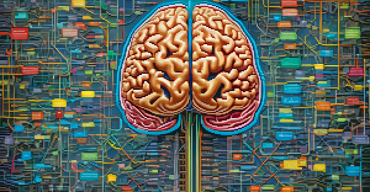 An illustrated close-up of a human brain highlighting areas responsible for language processing, set against a background of neural pathways.