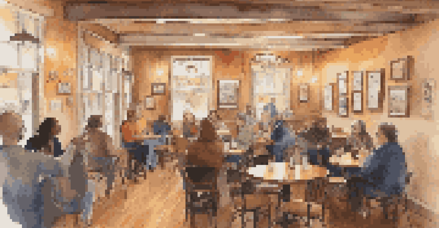 An intimate coffee shop setting with people performing poetry and music during an open mic night.